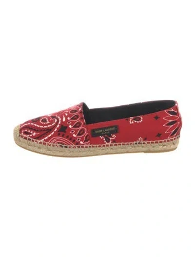 Pre-owned Saint Laurent Paisley Print Espadrilles W/ Tags In Red