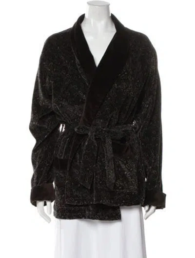 Pre-owned Saint Laurent Paisley Print Faux Fur Jacket In Brown