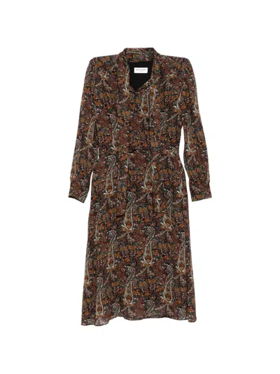 Pre-owned Saint Laurent Paisley Print Midi Dress In Multi