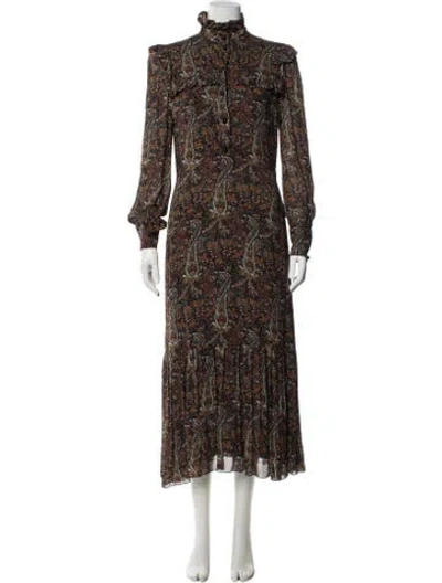 Pre-owned Saint Laurent Paisley Print Midi Length Dress