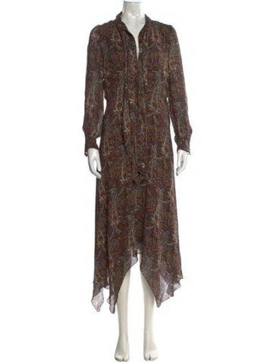 Pre-owned Saint Laurent Paisley Print Midi Length Dress In Neutral