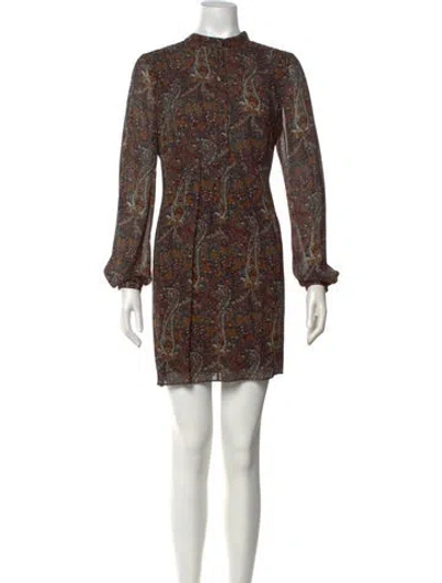Pre-owned Saint Laurent Paisley Print Mini Dress In Blue