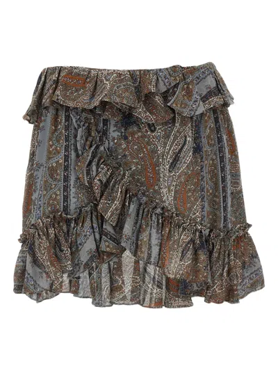 Saint Laurent Paisley-print Ruffled Mini Skirt