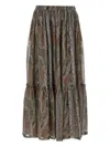 Saint Laurent Lightweight Tiered Paisley Skirt In Brown