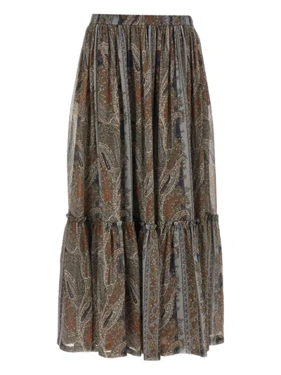 Saint Laurent Paisley-print Ruffled Skirt