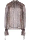 Saint Laurent Women Paisley Silk Georgette Blouse In Nude