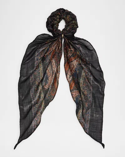 SAINT LAURENT PAISLEY-PRINT SILK SCRUNCHIE