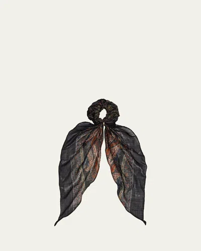 Saint Laurent Paisley-print Silk Scrunchie In Royal Multicolor