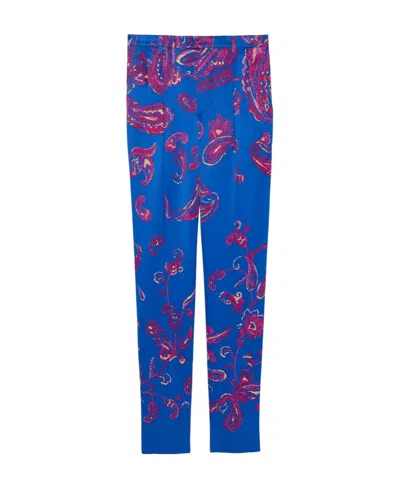 Saint Laurent Paisley-print Tailored Trousers In Blue