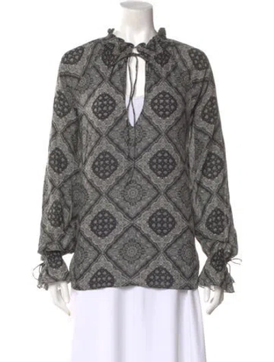 Pre-owned Saint Laurent Paisley Print Tie Neck Blouse