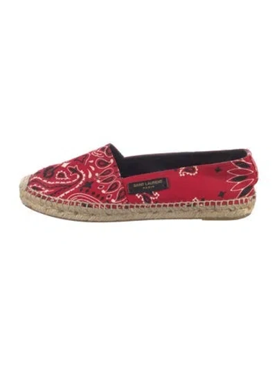 Pre-owned Saint Laurent Paisley Print Whipstitch Trim Espadrilles In Red
