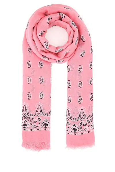 Saint Laurent Paisley Printed Frayed Edge Scarf In Pink