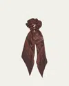 Saint Laurent Paisley Printed Silk Scarf Scrunchie In Sienna Multicolor Gold
