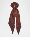 Saint Laurent Paisley Printed Silk Scarf Scrunchie In Sienna Multicolor Gold