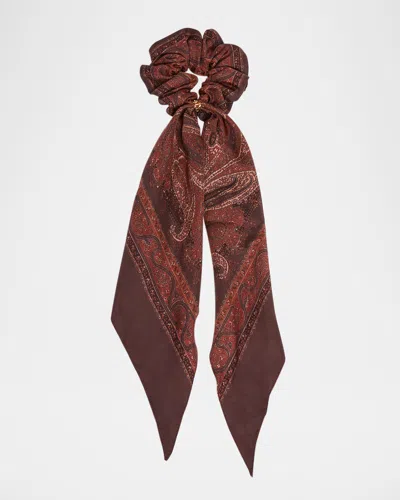 SAINT LAURENT PAISLEY PRINTED SILK SCARF SCRUNCHIE