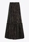 Saint Laurent Paisley Sheer Ruffled Maxi Skirt