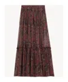 Saint Laurent Paisley Silk Crepe Ruffled Skirt In Red