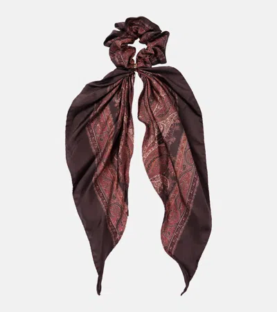 Saint Laurent Paisley Silk Satin Scrunchie In Multicolour