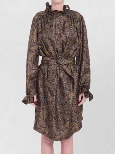 Saint Laurent Paisley Silk Twill Knee Length Dress In Multi