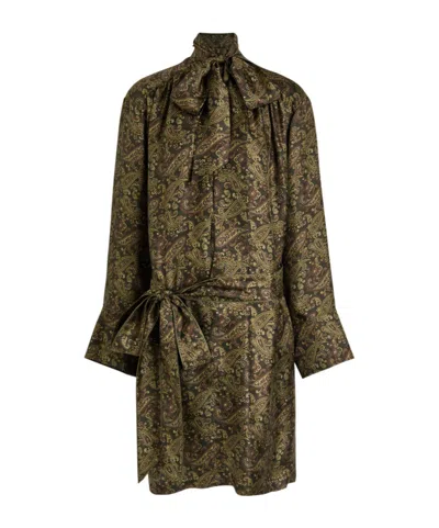 Saint Laurent Paisley Silk-twill Midi Dress In Multi