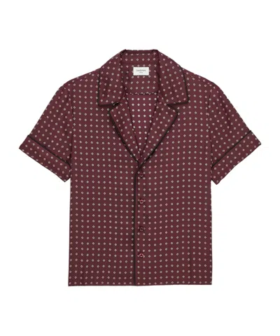Saint Laurent Pajama Top In Diamond Silk Satin In Burgundy