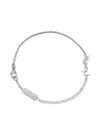 Saint Laurent Ysl-plaque Crystal-embellished Bracelet In Palladcrys