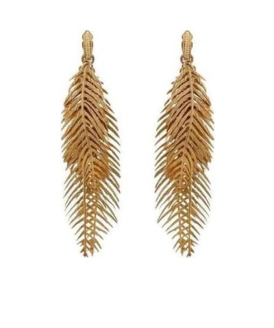 Saint Laurent Palm Leaf Drop Earrings In Yellow