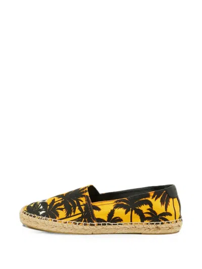 Pre-owned Saint Laurent Palm Tree Print Espadrilles In Yellow