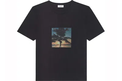 Pre-owned Saint Laurent Palm Tree T-shirt (652565 Y36ad 1068) Black/multicolor