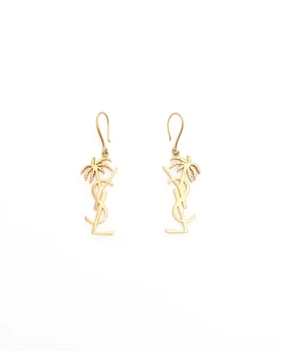 Saint Laurent Palm Tree Ysl Earrings In Purple