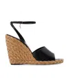 Saint Laurent Paloma Wedge Espadrilles In Smooth Leather In Brown