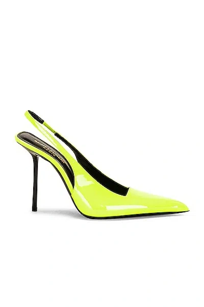 Saint Laurent Kiss 105 Leather Slingback Pump In Yellow