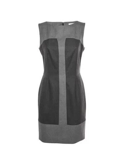 Pre-owned Saint Laurent Paneled Mini Dress In Gray