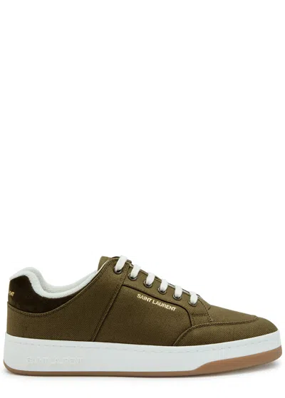 Saint Laurent Panelled Canvas Sneakers In Green