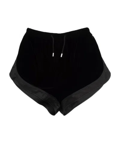 Saint Laurent Panelled Drawstring Mini Shorts In Black