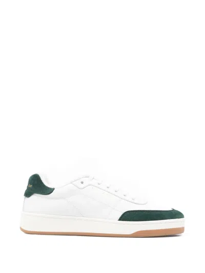 Saint Laurent Premium Calf Leather Sneakers For Men In White