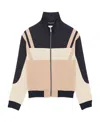 Saint Laurent Panelled Logo Satin Bomber Jacket In Nude