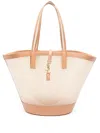 Saint Laurent Medium Vinyl And Vegetable Tanned Leather Tote Bag In Nude & Neutrals
