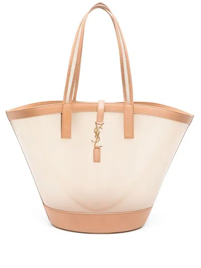 SAINT LAURENT PANIER MEDIUM IN VINYL AND VEGETABLE-TANNED LEATHER