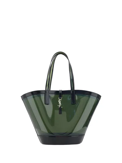 Saint Laurent Panier Medium Tote Bag In Peppermint Black