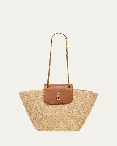 Saint Laurent Panier Tote Bag In Raffia In Natural