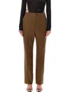 Saint Laurent Straight Pants With Pleats In Ecorce_khaki
