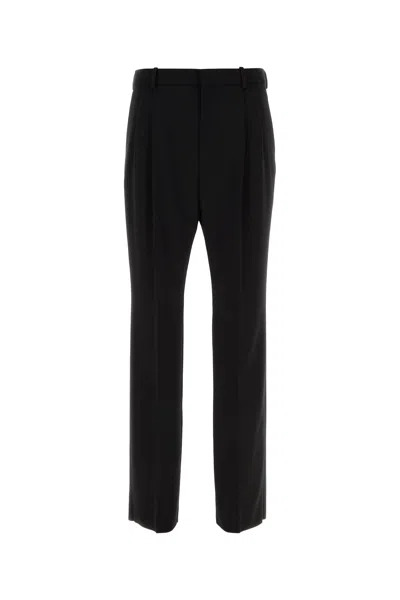 Saint Laurent Pantalone In Lana Nera Uomo In Black
