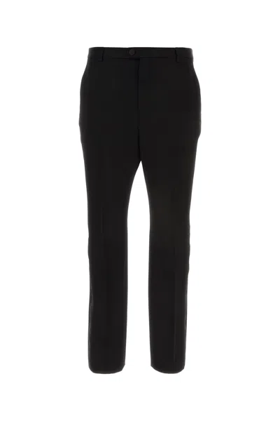 Saint Laurent Grain De Poudre Straight Trousers In Black