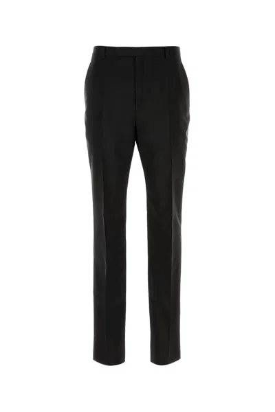 Saint Laurent Pantalone In Lana Nera Uomo In Black