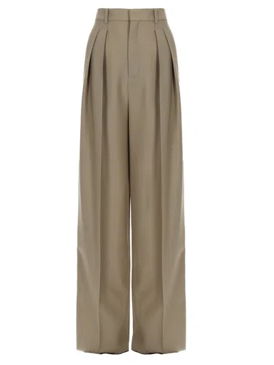 Saint Laurent Pantalone Sartoriale In Lana E Seta In Green