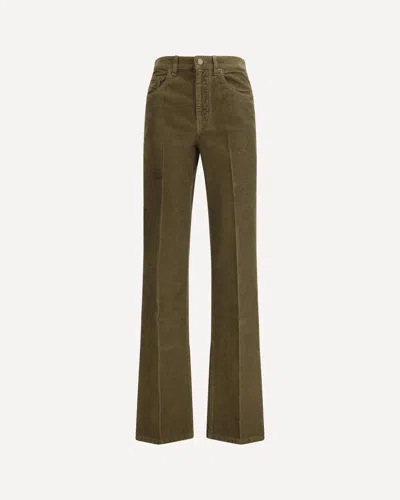 Saint Laurent Pantaloni Clyde In Velluto A Coste In Green