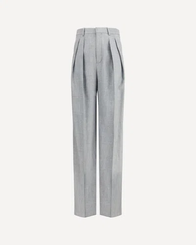 Saint Laurent Pantaloni Wide Leg In Lana In Gray