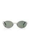 Saint Laurent Panthos Round-frame Metal Sunglasses In Silver