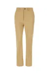 Saint Laurent Beige Straight Pants With A Button In Cotton Woman